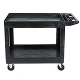 Rubbermaid Commercial Heavy-Duty 2 Shelf Utility Cart, Lipped Shelves, Agarre plano / Estante con base, Negro, Mediano