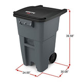 ▶ Rubbermaid Commercial Products BRUTE Rollout Waste/Utility Container, 50-gallon, Yellow
