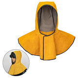 ▶ Capucha de soldadura para la cabeza/cuello de protección de soldador, protección para el hombro, casco ignífugo, de vacuno, resistente al viento, chal de soldadura, sombrero