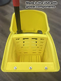 Rubbermaid Commercial Products, Cubo de trapeador con escurridor sobre Ruedas, Cubo de trapeador Todo en uno, Resistente, Amarillo, 31 Cuartos