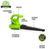 ▶  Greenworks Soplador de 2 velocidades de 9 amperios (170 CFM/180 mph) 2401502