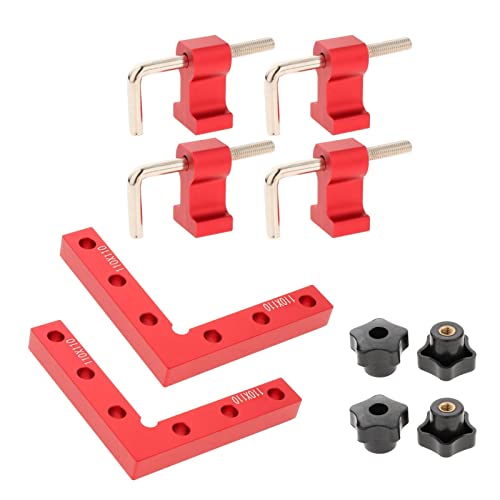 Herramientas Carpintería  Newmind Cuadrado de sujeción de esquina de aleación de aluminio, herramientas de carpintero, abrazaderas de ángulo recto para gabinetes, rojo A