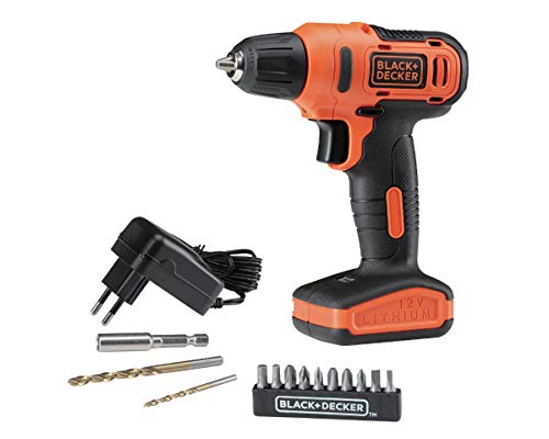 Taladro inalámbricos  BLACK+DECKER  12V 3/8 Pulgadas Ión de Litio y 12 Accesorios LD12S-B3