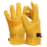 ▶ Guantes de soldador de cuero Doble capa corta CALOR DE CALOR DE PROTECCIÓN Guantes de estufa XL 1 Pair, guantes resistentes a los cortes