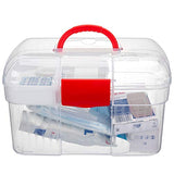 Red First Aid Clear Container Bin/Family Emergency Kit Storage Box w/Detachable Tray - MyGift