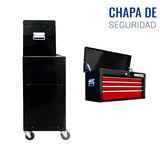 ▶ Combo Caja de Herramientas y Estante Móvil 9 Cajones fabricando en Metal Color Rojo