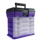 Stalwart - Caja de almacenamiento y herramientas organizadora duradera, 4 cajones con 19 compartimentos cada uno para hardware, aparejos de peces, cuentas y más (morado)