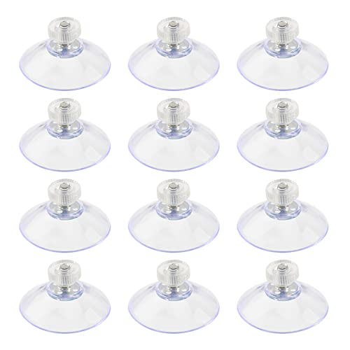 12 ventosas de PVC con tornillos, rosca M5, transparente, 1.6 pulgadas de diámetro con tuerca moleteada para baño y cocinas