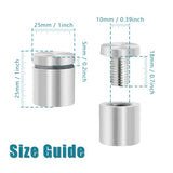 🔩 Litoexpe 24 tornillos de separación para letreros, 2 x 2,5 cm de acero inoxidable para soportes de pared, tornillos publicitarios, accesorios de vidrio para letreros acrílicos, obras de arte de vidrio