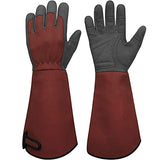 ▶ Guantes Jardinería largos, guantes de jardín de poda de rosas para mujeres y hombres, de piel sintética resistentes a espinas y pinchazos, guantes de trabajo floral con puño ajustable para Bushes, cactus, jardinero