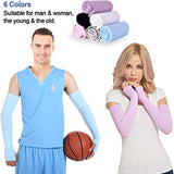Beister 6 pares de mangas de protección UV para brazos con orificio para el pulgar, 6 pares (negro/blanco/gris/morado/azul/rosa)., Talla única
