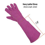▶ Guantes de jardinería  de piel para mujer, a prueba de torceduras, guantes de jardinería de alta resistencia, longitud del codo, guantes de poda de rosas