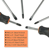 ▶ Juego de 6 Desarmadores con Punta Magnética herramienta Phillips y Flathead Destornillador Juego de Destornilladores con Cómoda Manija Antideslizante, SW-813601002
