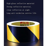 ▶ Rollo de cinta de seguridad reflectante a prueba de agua 50 mm * 25 m Cinta de señalización de piso con rayas amarillas y negras Cinta de advertencia de peligro y precaución Cinta de advertencia aut