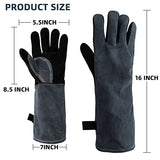 ▶ Guantes de soldadura, resistentes al calor/al fuego, guantes de forja de cuero, manga extra larga de 16 pulgadas y gancho ignífugo