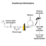 ▶PRETUL -1300P Hidrolavadora Eléctrica, 1300 PSI, 1200 W, 4.8 L/min