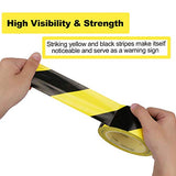 ▶ Cinta de seguridad de advertencia de peligro, 36 yardas x 2 cm x 4 rollos, color amarillo y negro, rollo de cinta de precaución, impermeable, antideslizante, no abrasiva, autoadhesiva, para piso de pared, piso, equipo de tuberías, fábrica