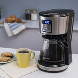 Black+Decker CM1331S-LA Cafetera Programable Black + Decker con Filtro Permanente y Sistema de Goteo en Vórtice, 12 Tazas, CM1331S-LA, color, Negro, pack of/paquete de 1