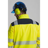 ▶  Gorro duro de trabajo con carraca ventilado en translúcido Hi Vis ANSI, azul