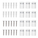 Soportes para Letreros Tornillos de Separación, Separador de Vidrio Publicitario Resistente a Rayones 19x25 Mm Acero Inoxidable Blanco Fácil de Instalar para Letreros de Vidrio