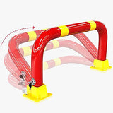 ▶ Barrera de estacionamiento Plegable para Garaje U Cicatriz Bloqueo de Espacio de estacionamiento Poste de estacionamiento de Seguridad Entrada de bolardo con Cerradura y Pernos