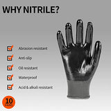 ▶ Guantes de jardinería  de Trabajo y Jardinería con Revestimiento de Nitrilo (Tamaño 7/S, Negro, NT2110)