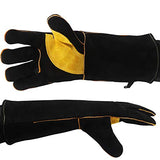 ▶Guantes de soldador, de piel, resistentes al calor, resistentes al fuego, con costuras de Kevlar, resistentes al calor, para soldar, horno, parrilla, barbacoa, chimenea, estufa, soporte para ollas, soldador, 40,6 cm
