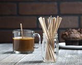 ▶ Agitadores de café de madera, paquete de 1000 varillas desechables, palitos de madera de 5.5 pulgadas para café y cócteles, mezclador de bebidas de madera con extremos lisos, palitos de bebidas Swizzle