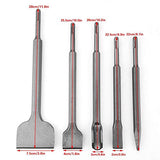 ▶ Juego de broca cincel de taladro percutor SDS Plus, broca de cincel de martillo giratorio 5PCS, cinceles de punta/ranura/planos, cincel con soporte sds-plus, para pared, concreto, piedra, etc.