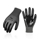 ▶ Guantes de jardinería  de Trabajo y Jardinería con Revestimiento de Nitrilo (Tamaño 7/S, Negro, NT2110)