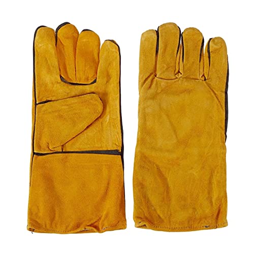 ▶ Guantes de Soldador Guantes de Seguridad Anti-Calor de Cuero no resbaladizo Guantes de Seguridad 14 '' (Color : Yellow)