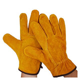 ▶ Guantes de soldador Un par / set Fire a prueba de fuego Guantes de soldadora de cuero de vaca duradera HUEVOS DE SEGURIDAD DE LOS TRABAJO DE CALOR for SOLDADURA HERRAMIENTAS DE MANO DE METAL Resisten