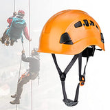 ▶ Casco de protección industrial, material de calidad cómodo de llevar Casco de seguridad de tela suave para espeleología(28 * 21 * 18cm-naranja)