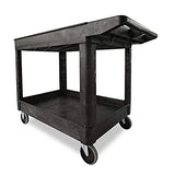 Rubbermaid Commercial Heavy-Duty 2 Shelf Utility Cart, Lipped Shelves, Agarre plano / Estante con base, Negro, Mediano