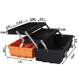 ▶ Caja de herramientas de plástico de 17 pulgadas, organizador de caja de herramientas portátil de almacenamiento multifunción de 3 niveles, negro/naranja ATRJH-3430T