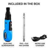 ▶ NEIKODestornillador eléctrico inalámbrico | Portabrocas hexagonal de 1/4" con bloqueo automático de seguridad | Incluye puntas Phillips y planas | Tecnología de iones de litio recargable por USB | Modo automático y manual