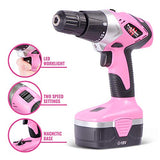 Pink Power Juego de herramientas de taladro y destornillador eléctrico PP1848K 18 V taladro inalámbrico con cargador y juego de brocas