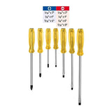 ▶ PRETUL  Juego de 7 desarmadores de golpe, mango ámbar de PVC