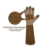 ▶Guantes jardineria largos de poda para hombres y mujeres, guantes de jardinería de piel de cerdo, transpirables y duraderos (mediano, marrón)