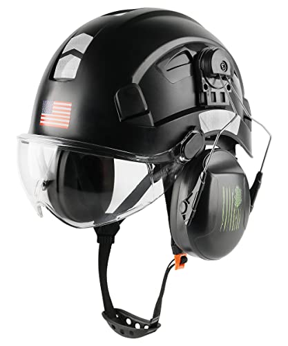 ▶ GREEN DEVIL Unisex-Adulto Casco Seguridad Casco Duro Con Visera Y Protección Para Los Oídos Casco Trabajo Abs Ventilado Liviano Y Ajustable Para Hombres Y Mujeres Suspensión 6 Puntos Aprobado