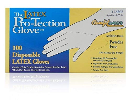 ▶ Multiusos guantes de látex, sin polvo, extragrande, 100 unidades), color blanco