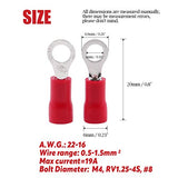 💢Hilitchi - 100 Conectores de Alambre eléctrico aislados de Calibre 22-16 (M4, Rojo)