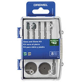 ▶ DREMEL- Kit de accesorios de herramientas rotativas para grabado de vidrio, juego de 8 piezas, incluye piedras de molienda, disco de pulido y broca de diamante