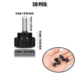 ▶ LUTER 20 Piezas M4 x 10 mm Tornillo de Mariposa Moleteado Roscado de Acero al Carbono, Pernos de Manija Moleteada Perillas de Tornillo de Pulgar De Agarre Tornillos de Sujeción Redondos Negros (Negro)