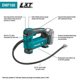 Makita DMP180ZX 18V LXT Inflador inalámbrico de iones de litio, solo herramienta