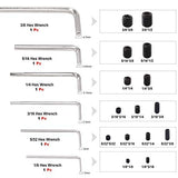 💢Hilitchi - Juego de 370 tornillos surtidos en tamaños SAE, tornillos hexagonales internos, puntas Allen Grub, 12,9 clase de acero de aleación negro (15 tamaños)