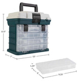 ▶  Caja de herramientas portátil, organizador de piezas pequeñas con cajones y compartimentos personalizables para hardware, aparejos de pesca, abalorio o manualidades (gris)