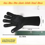 Guantes de barbacoa, guantes resistentes al calor, guantes ignífugos, guantes de parrilla de silicona antideslizantes lavables, guantes de cocina para barbacoa, parrilla, cocina, hornear, camping, ahumador (negro)