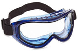 ▶ Gafas de seguridad Odyssey II S80200, antiniebla, resistente a los arañazos, protector de ojos sin látex para hombres y mujeres con lente transparente de doble panel, marco azul