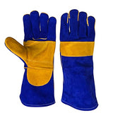 ▶ Guantes Soldador de Alta Temperatura Guanteletes A Prueba Fuego Resistentes Al Calor, Guantes Protección Cuero para Soldador, Barbacoa, Estufa,